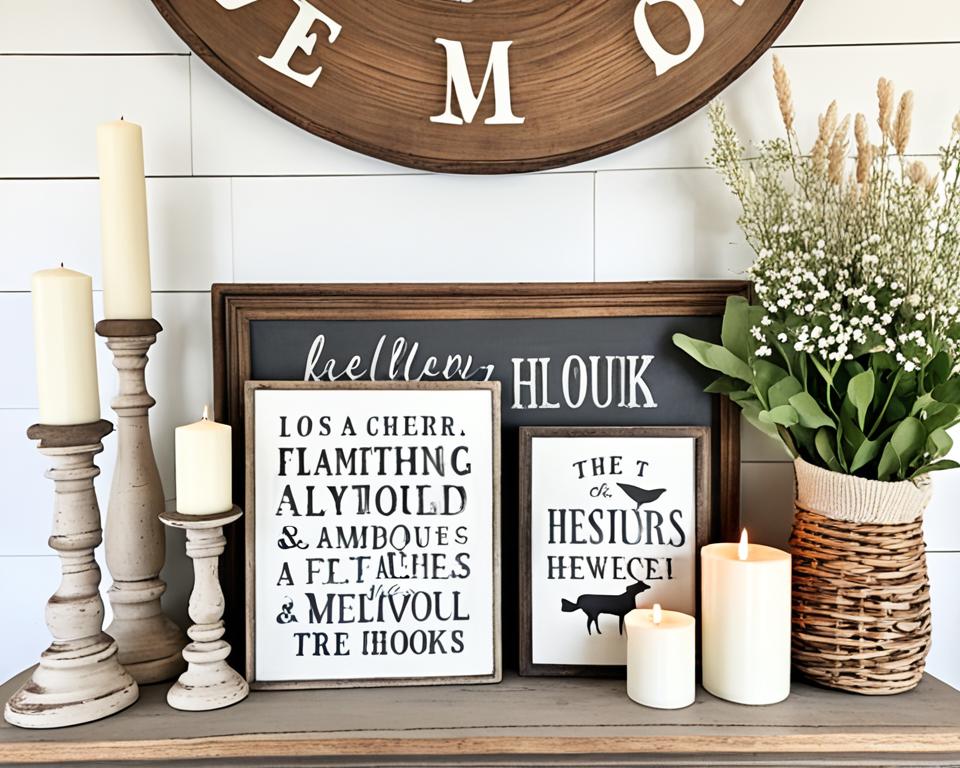 Farmhouse mantel vignettes