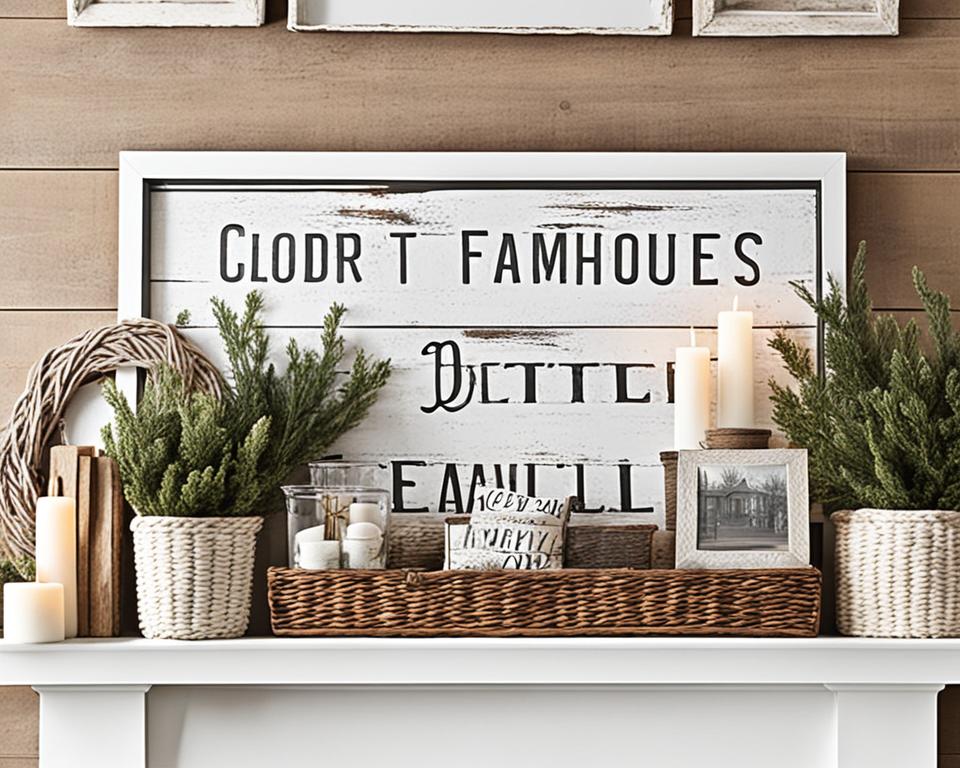 farmhouse mantel vignettes