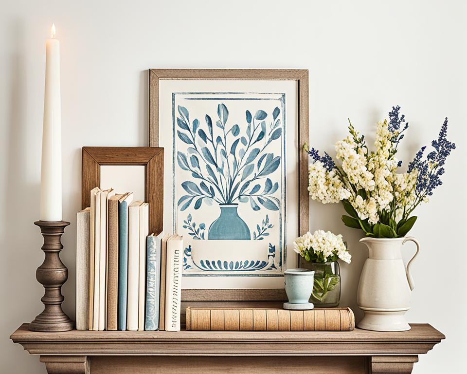 vintage-inspired mantelpiece styling