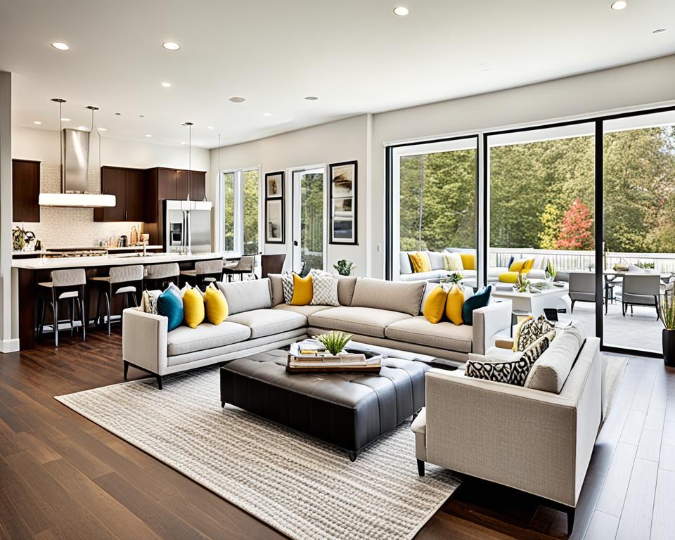 open floor plan living spaces